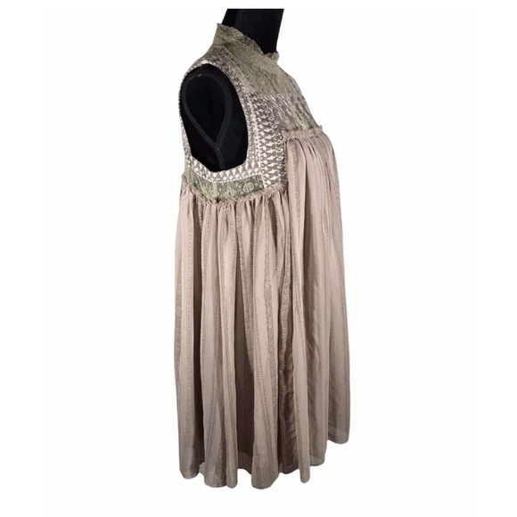 Free People Penny Georgette Babylon Dress Embroidery Sleeveless Sz M - Picture 4 of 4